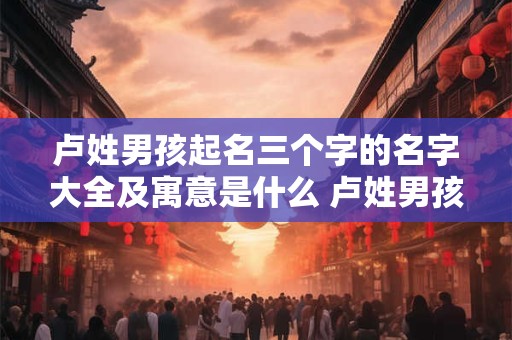 卢姓男孩起名三个字的名字大全及寓意是什么 卢姓男孩起名三个字的名字大全及寓意是什么意思