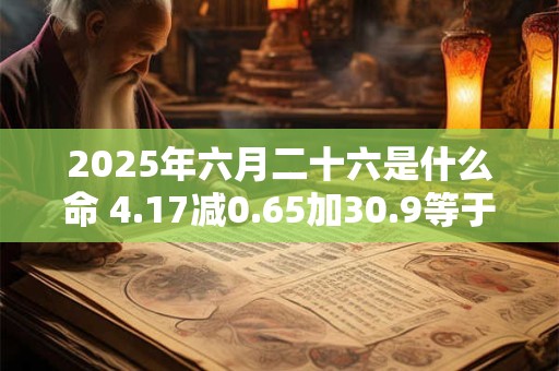 2025年六月二十六是什么命 4.17减0.65加30.9等于几
