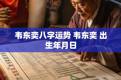 韦东奕八字运势 韦东奕 出生年月日