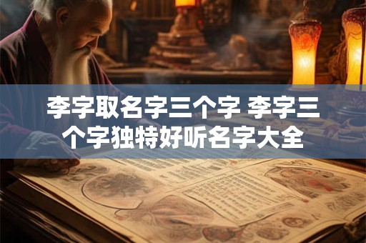 李字取名字三个字 李字三个字独特好听名字大全