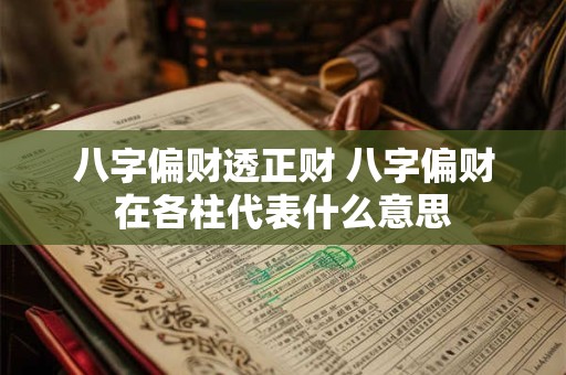 八字偏财透正财 八字偏财在各柱代表什么意思