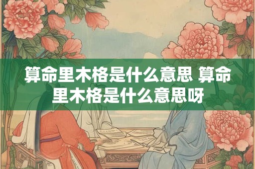 算命里木格是什么意思 算命里木格是什么意思呀