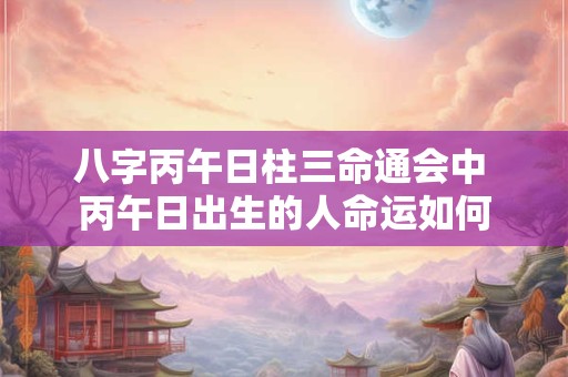 八字丙午日柱三命通会中 丙午日出生的人命运如何