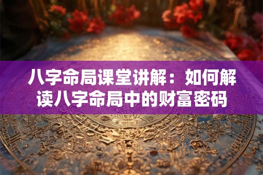 八字命局课堂讲解：如何解读八字命局中的财富密码