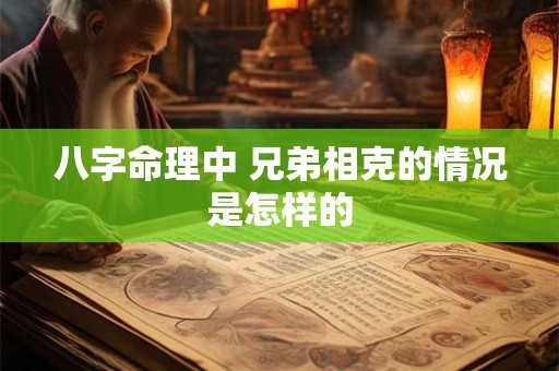 八字命理中 兄弟相克的情况是怎样的