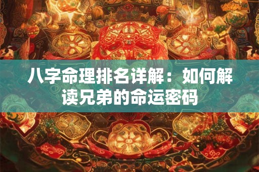 八字命理排名详解：如何解读兄弟的命运密码