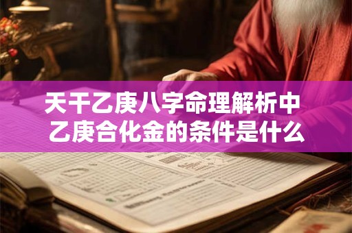 天干乙庚八字命理解析中 乙庚合化金的条件是什么