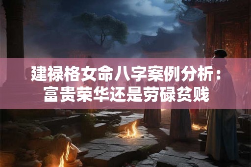 详细阅读:建禄格女命八字案例分析:富贵荣华还是劳碌贫贱 建禄格女命八字案例分析:富贵荣华还是劳碌贫贱