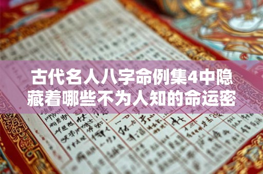 古代名人八字命例集4中隐藏着哪些不为人知的命运密码 古代名人八字命例集4中隐藏着哪些不为人知的命运密码