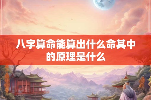 八字算命能算出什么命其中的原理是什么