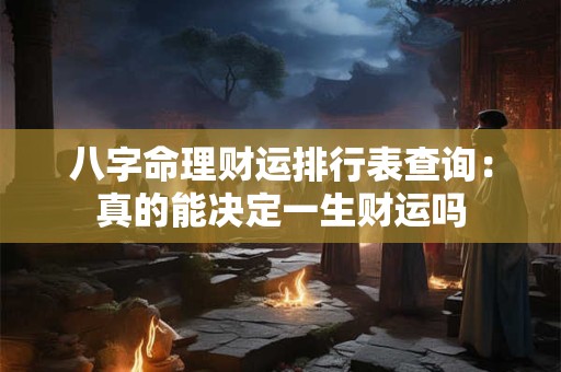 八字命理财运排行表查询：真的能决定一生财运吗