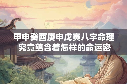 甲申癸酉庚申戊寅八字命理 究竟蕴含着怎样的命运密码