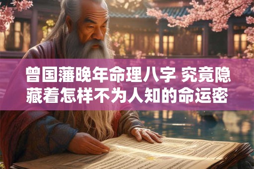 详细阅读:曾国藩晚年命理八字 究竟隐藏着怎样不为人知的命运密码 曾国藩晚年命理八字 究竟隐藏着怎样不为人知的命运密码