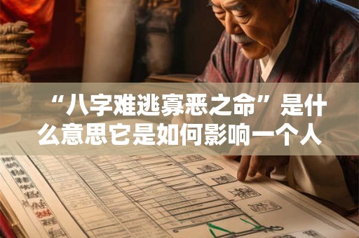 “八字难逃寡恶之命”是什么意思它是如何影响一个人的命运的