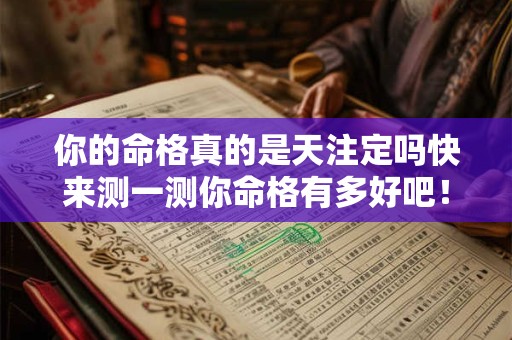 你的命格真的是天注定吗快来测一测你命格有多好吧！