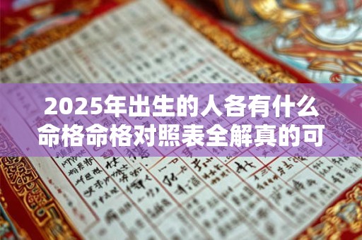 2025年出生的人各有什么命格命格对照表全解真的可信吗