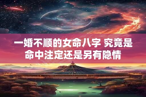 一婚不顺的女命八字 究竟是命中注定还是另有隐情