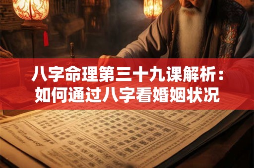 八字命理第三十九课解析：如何通过八字看婚姻状况