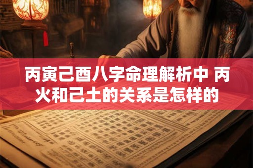 丙寅己酉八字命理解析中 丙火和己土的关系是怎样的