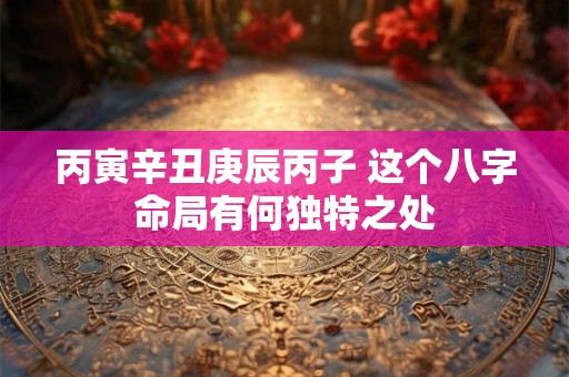 丙寅辛丑庚辰丙子 这个八字命局有何独特之处