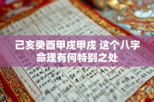 己亥癸酉甲戌甲戌 这个八字命理有何特别之处