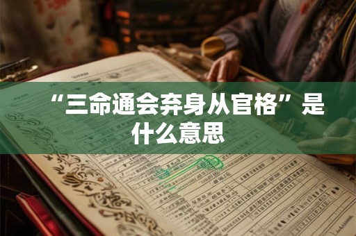 “三命通会弃身从官格”是什么意思