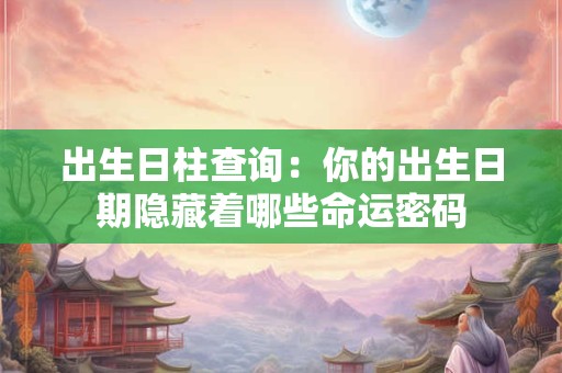 出生日柱查询：你的出生日期隐藏着哪些命运密码