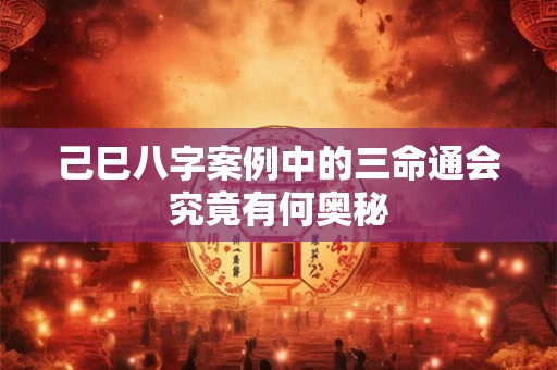 己巳八字案例中的三命通会究竟有何奥秘
