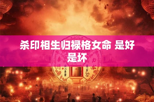 杀印相生归禄格女命 是好是坏