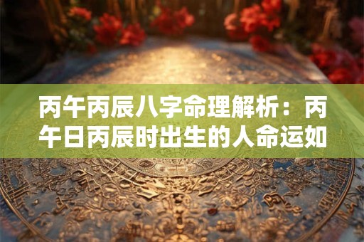 丙午丙辰八字命理解析：丙午日丙辰时出生的人命运如何