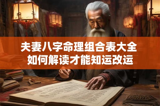 夫妻八字命理组合表大全 如何解读才能知运改运