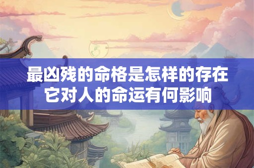 最凶残的命格是怎样的存在它对人的命运有何影响