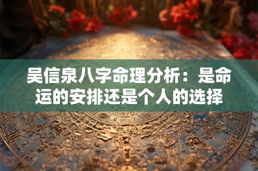 吴信泉八字命理分析：是命运的安排还是个人的选择