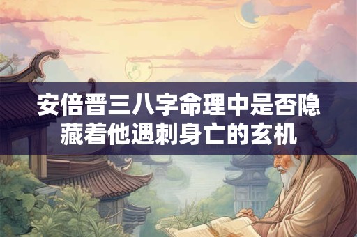 详细阅读:安倍晋三八字命理中是否隐藏着他遇刺身亡的玄机 安倍晋三八字命理中是否隐藏着他遇刺身亡的玄机