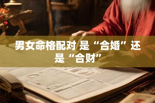 男女命格配对 是“合婚”还是“合财”