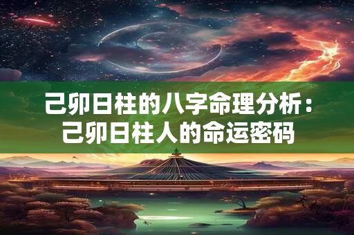 己卯日柱的八字命理分析：己卯日柱人的命运密码