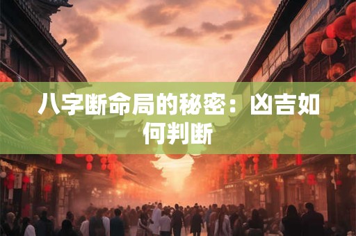 八字断命局的秘密：凶吉如何判断