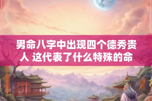 男命八字中出现四个德秀贵人 这代表了什么特殊的命运意义吗 男命八字中出现四个德秀贵人 这代表了什么特殊的命运意义吗