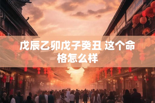 戊辰乙卯戊子癸丑 这个命格怎么样