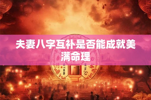 夫妻八字互补是否能成就美满命理
