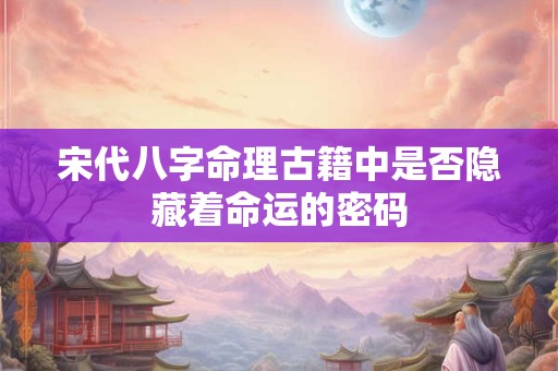 宋代八字命理古籍中是否隐藏着命运的密码