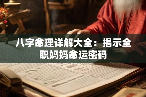 八字命理详解大全:揭示全职妈妈命运密码 八字命理详解大全:揭示全职妈妈命运密码