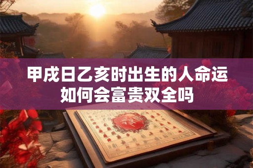 甲戌日乙亥时出生的人命运如何会富贵双全吗