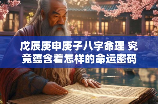 戊辰庚申庚子八字命理 究竟蕴含着怎样的命运密码