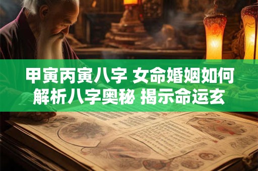 甲寅丙寅八字 女命婚姻如何解析八字奥秘 揭示命运玄机