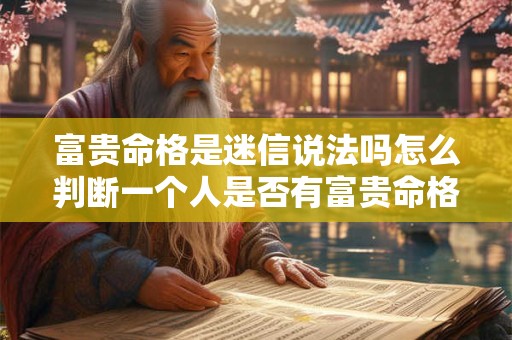 富贵命格是迷信说法吗怎么判断一个人是否有富贵命格呢