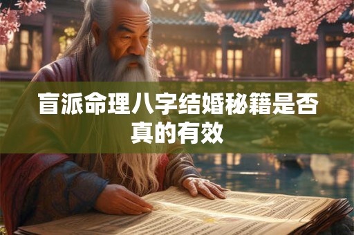 盲派命理八字结婚秘籍是否真的有效