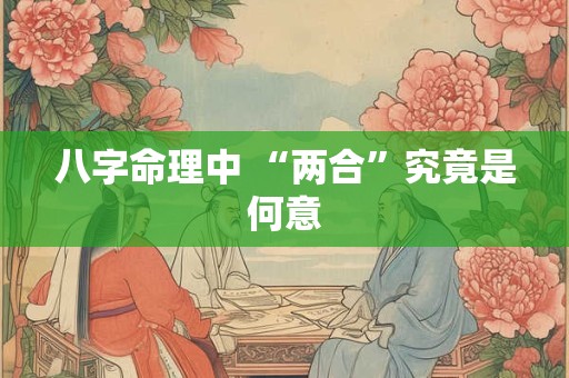 八字命理中 “两合”究竟是何意