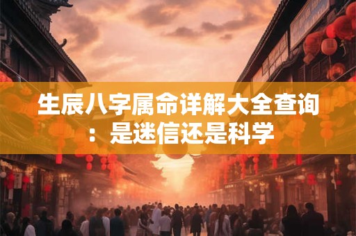 生辰八字属命详解大全查询：是迷信还是科学