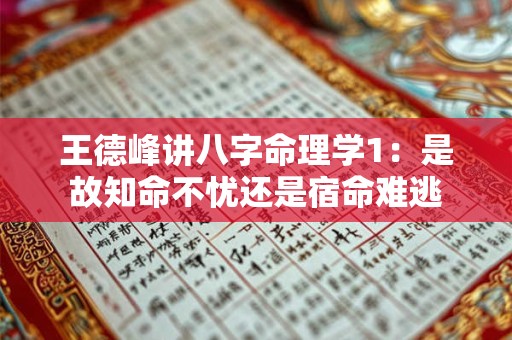 王德峰讲八字命理学1：是故知命不忧还是宿命难逃